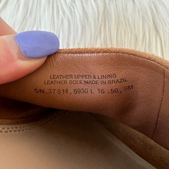 Tory Burch Salinas Mule Suede Leather Open Toe Block Heel Sandals, Tan - Picture 10 of 11